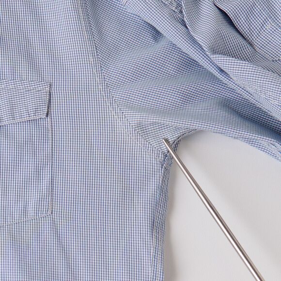 Ted Baker Shirt Mens M blue Plaid Cotton Long Sleeve Button-Up *yellowing - Picture 8 of 13